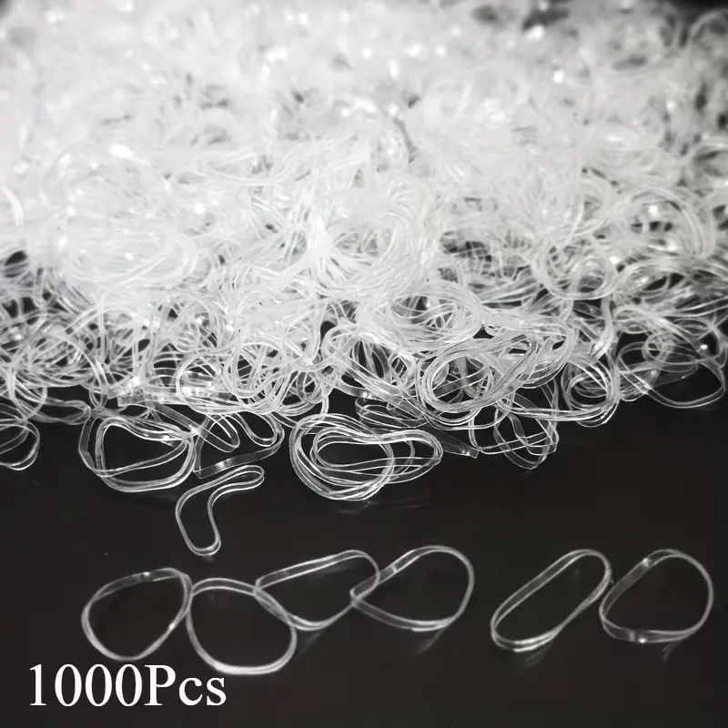 1000 Transparent Elastic Hair Ties, Mini Rubber Bands, Non-Slip, Durable, Reusable, Soft, Portable, Perfect for Daily Use, Parties, School, Sports