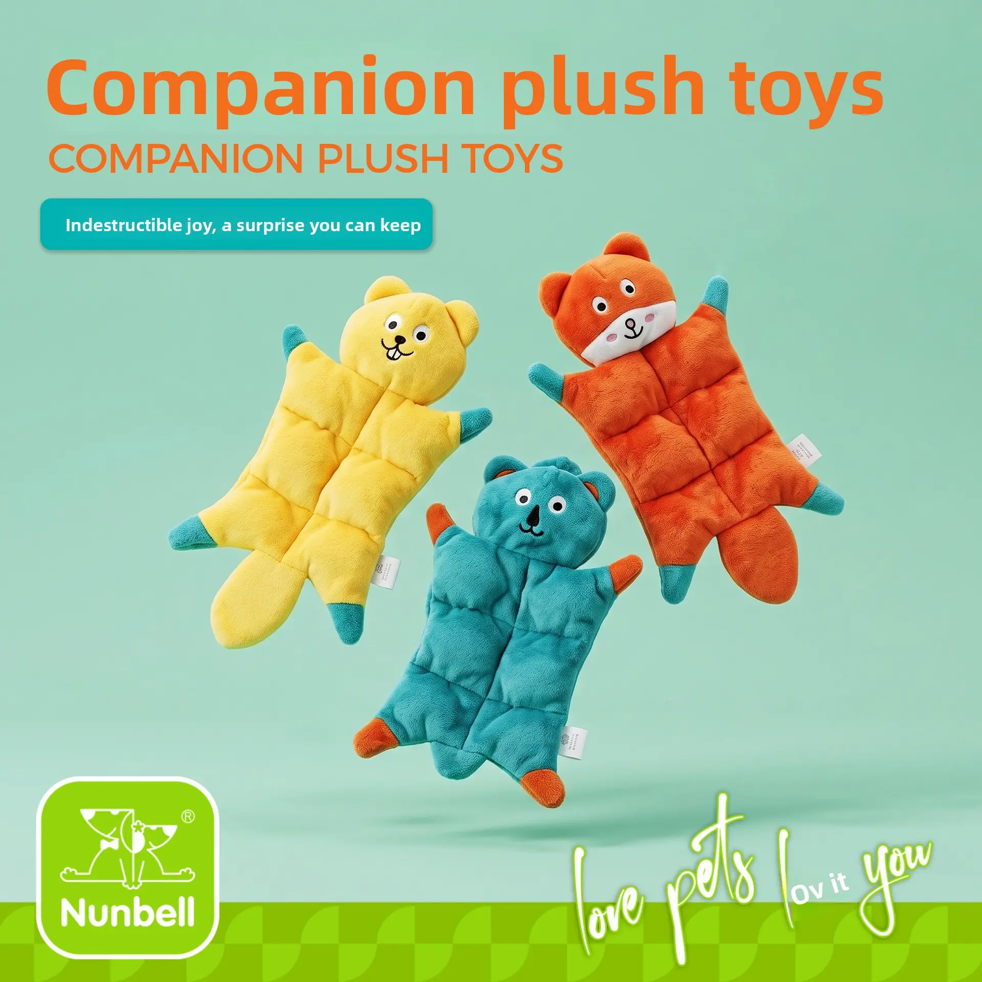 Nunbell dog toy is a self-entertaining, sound-making plush toy that provides companionship and relieves boredom, an interactive pet accessory