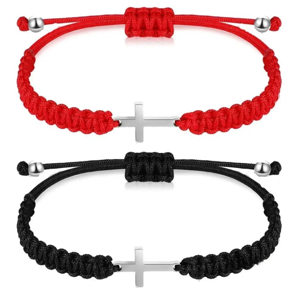 Adjustable Woven Cross-Drawstring Bracelet - Breathable Light 26cm Unisex Fashion Jewelry for Party Wear, Daily Use, Birthday Gift, Woven Fabric, Casual, Cross Motif, Lightweight And Breathable, Modern, Dimensions, Business Casual Outfits