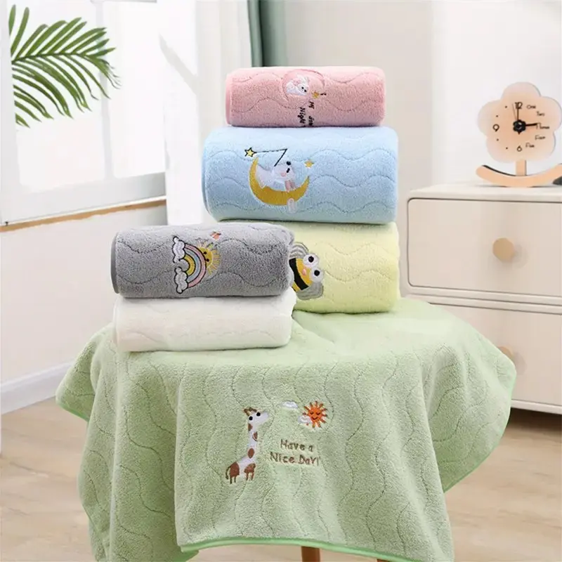 Soft Towels Set for Bathroom Cute Embroidery Highly Absorbent Premium Bath Towels Microfiber Bath Towel Hand Towel Set Super Absorbent Towels