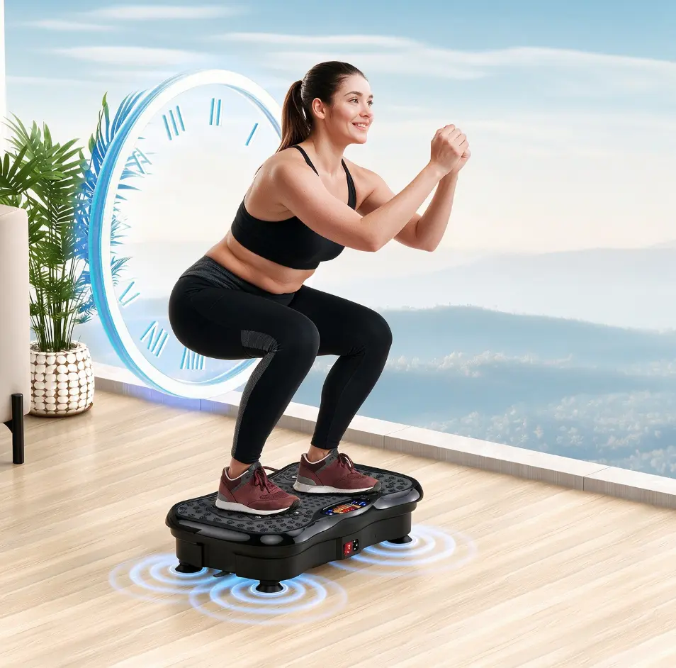 Vibration Plates Exercise Machine, Whole Body Vibration Platform with Bluetooth Speaker, Adjustable Multiple Speeds, Remote Control, 330lbs Max User Weight, Home Fitness, Compact, Adjustable Speed