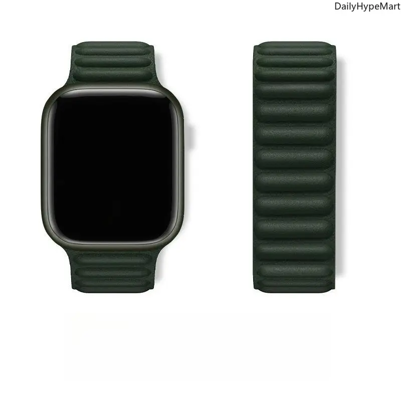 Two-Tone Double-Faced Microfiber Leather Magnetic Chain Loop Watch Band