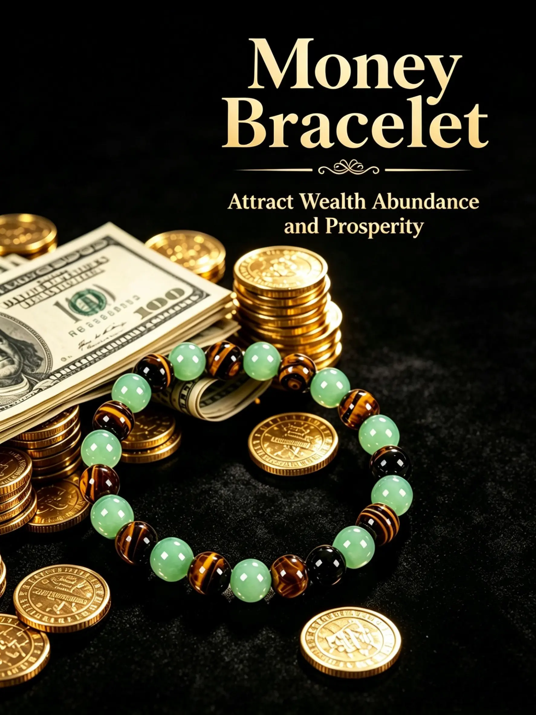 Wealth Attraction Crystal Beaded Bracelet, Inspirational Beaded Bracelet, Green Aventurine & Tiger Eye Stretch Bracelet, Abundance Prosperity Energy Stone Jewelry, Lucky Money Talisman, Spiritual Healing Accessory for Crystal Lovers, Crystal Bracelets