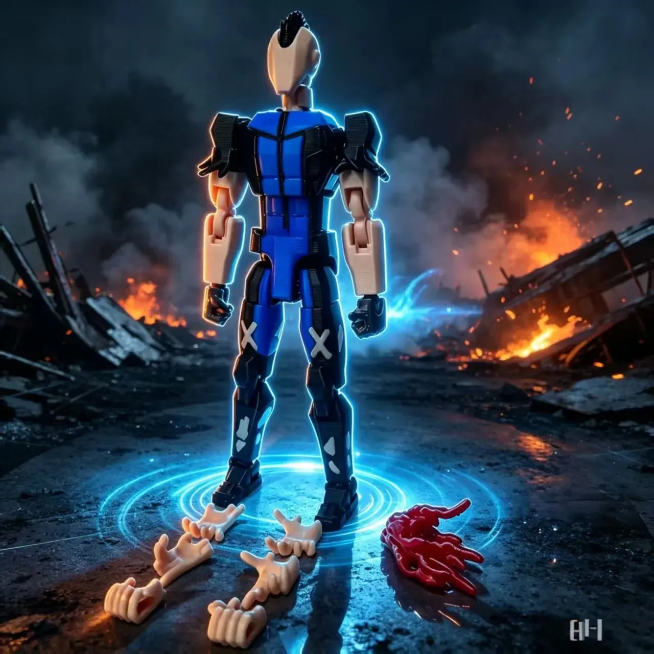 3D printed multi joint movable doll toy Invincible Young Hero 2.0 blue and black color figurine model finished ornament