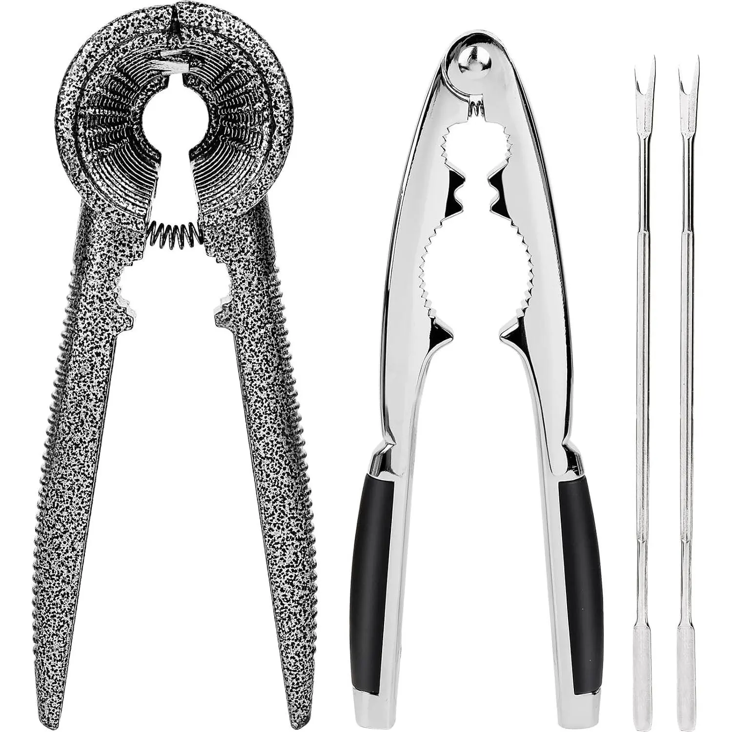 Nut Crackers Tools Pecan Cracker, Walnut Clip Heavy Duty Nutcracker With Non-Slip Handle Seafood Cracker Tool, Includes Nut Picks