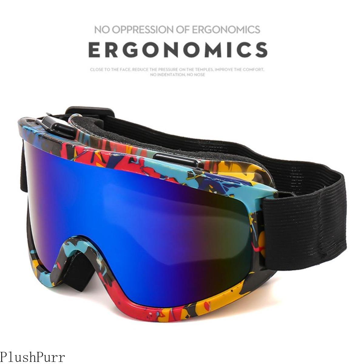 Large Frame Ski Goggles with Colorful Lens Anti-Collision Anti-Glare Lens Outdoor Sport Snow Snowboard for Snowboarding Skiing