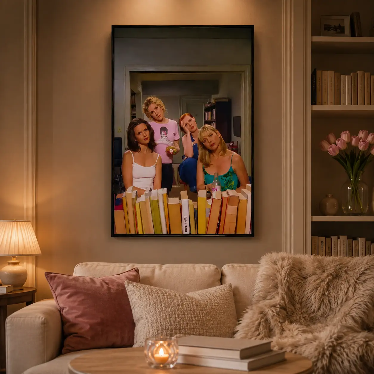 Sex and the City SATC 90s Vintage TV Show Canvas Wall Poster, Classic Female Character Scene Art Print, Retro Y2K Funky Home Wall Decoration, Canvas Wall Art for Bedroom Dorm Apartment Living Room, Unique Wall Decor Gift for SATC TV Series Fans