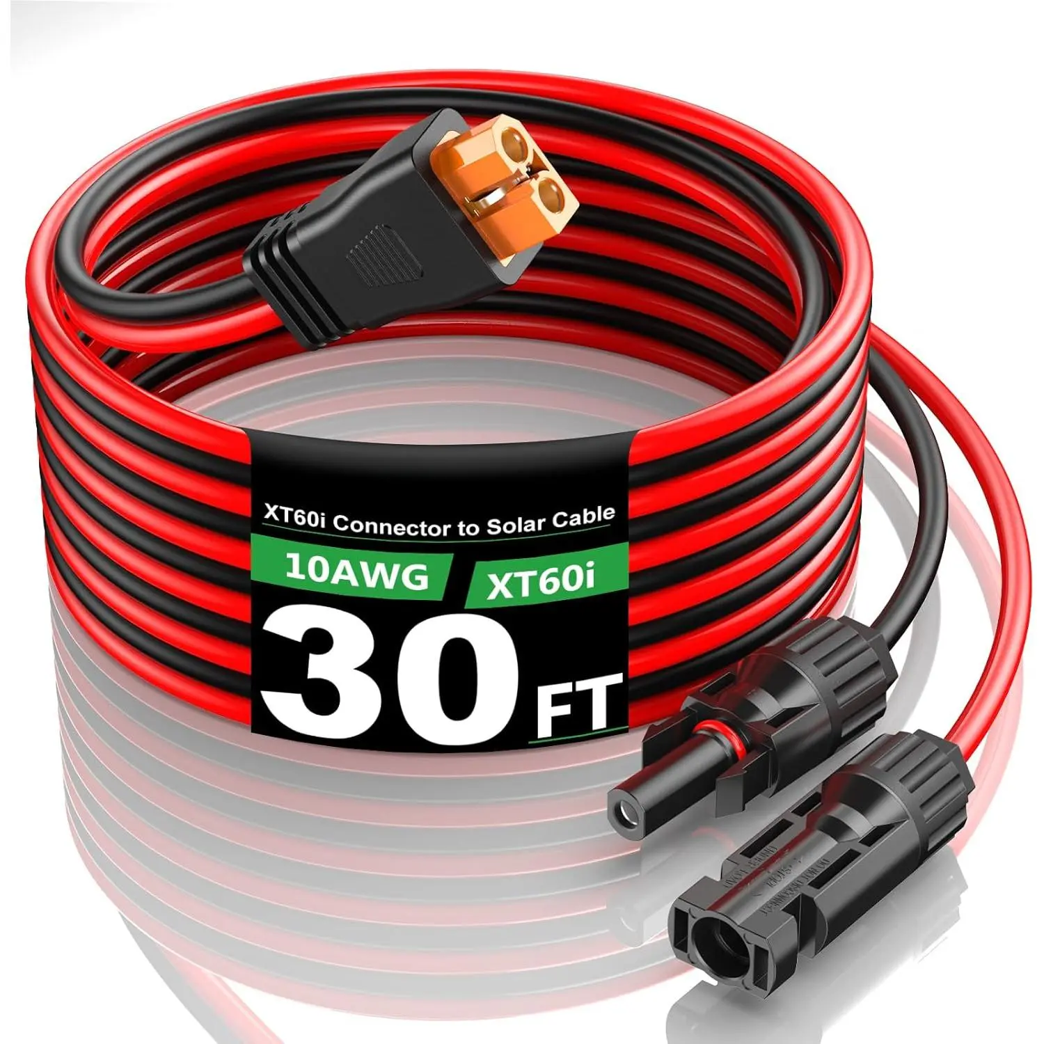 Solar to XT60i Extension Cable 10AWG 30FT Solar Connector to XT60i Adapter Charging Cable for Portable Power Station, Solar Generator, Solar Panel, Battery, RV