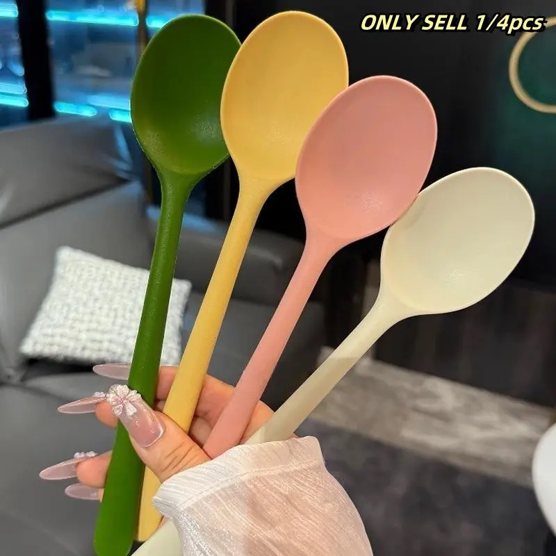 Silicone Spoon Set, Durable Heat Resistant Design, Perfect for Kids, Ideal for Mixing Salads and Serving Food, Silicone Cooking Spoon, Kitchen Cooking Accessories, Utensils, Kitchen Spoons, 1 Piece or 4 Pieces Option