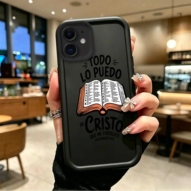 TPU Polycarbonate Durable Cellphone Case for iPhone 12 mini - Shockproof Protection, Full Cover, Celestial Eye Layered Design, Philippians 4:13 "I Can Do All Through Christ" Quote, Protective Button Coverage Mobile Phone Accessory