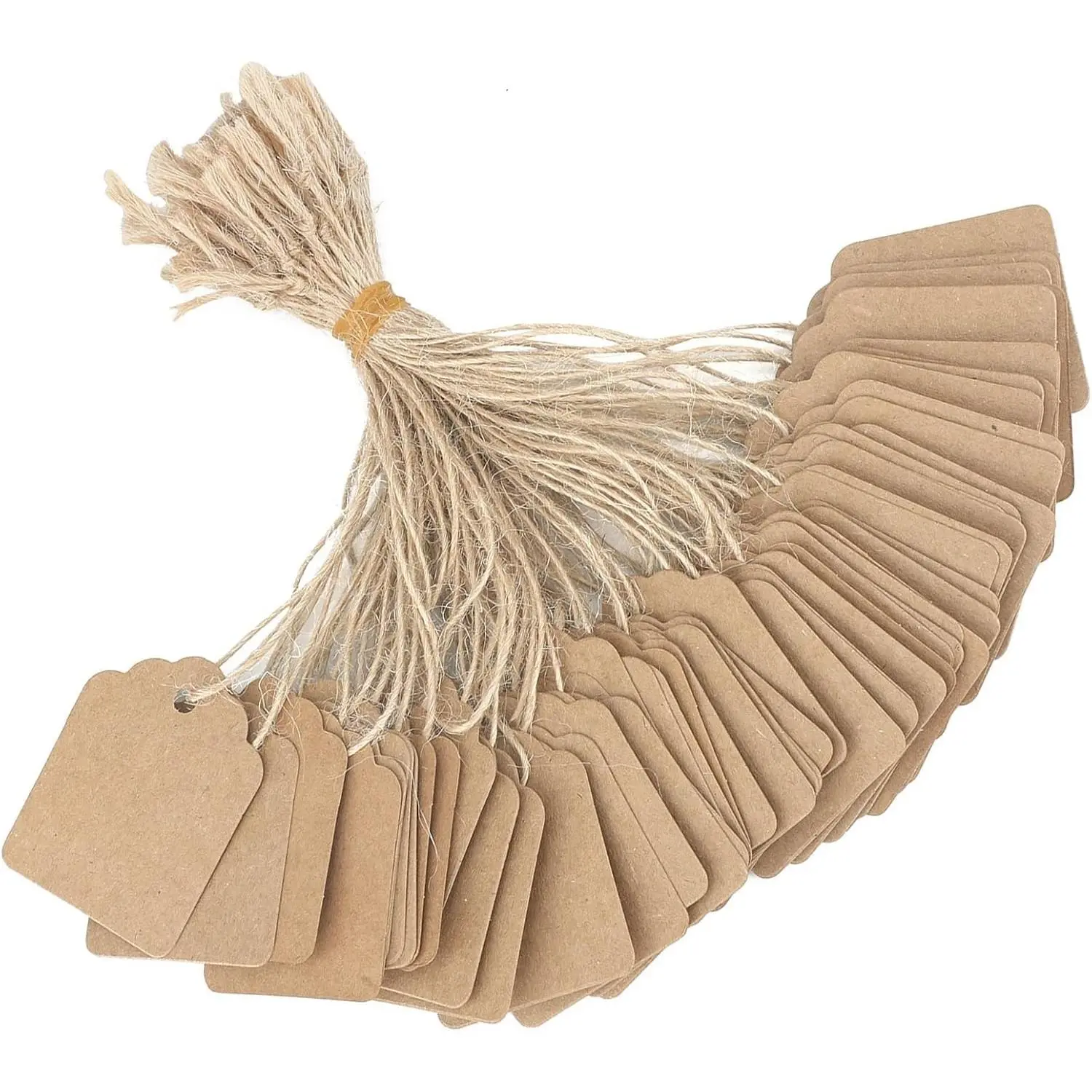 500Pcs Kraft Paper Price Tags with Attached String, 1.4x1.8 in Brown Writable Hangtags for Coat Racks, Jewelry, Clothing