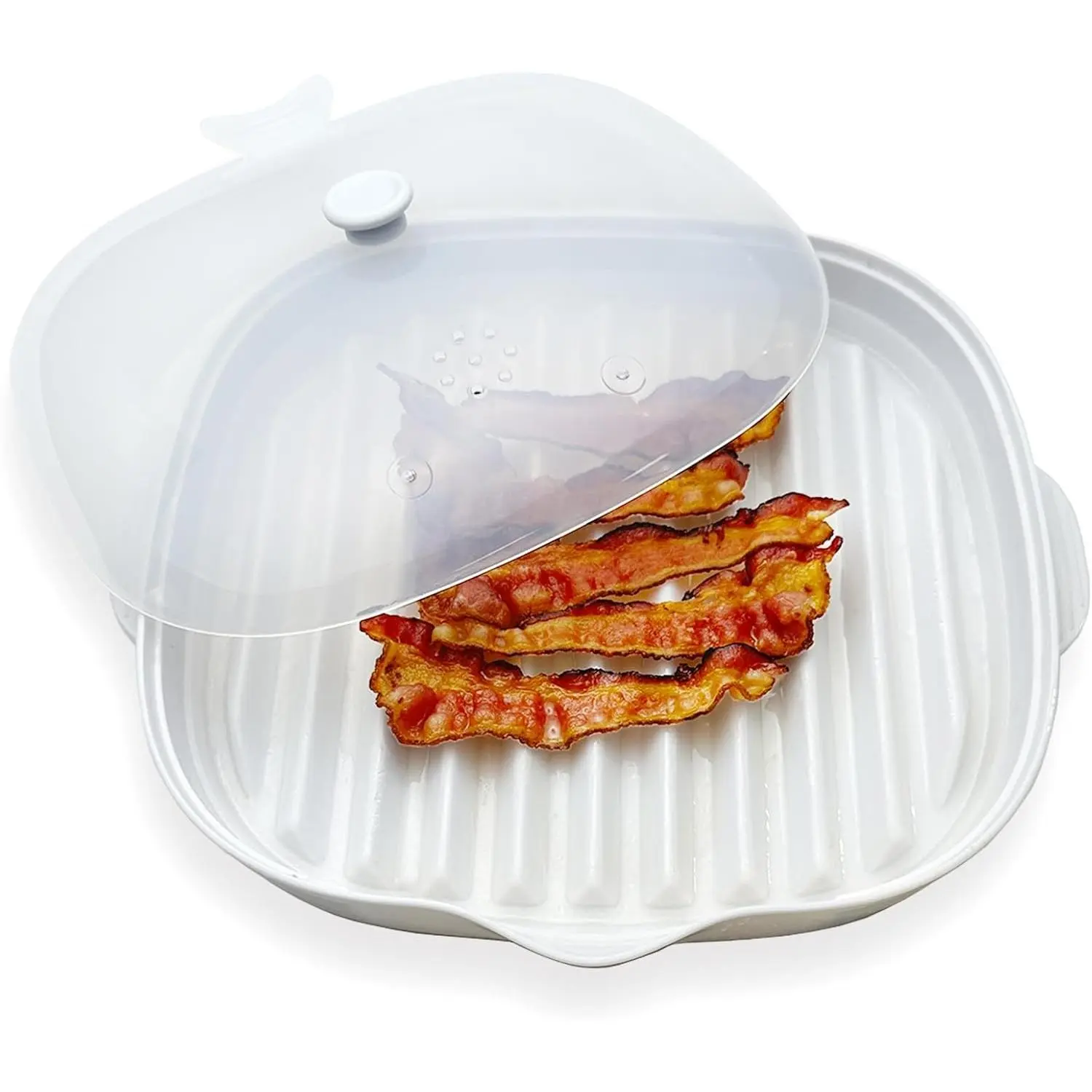 9 Inch Microwave Bacon Cooker Tray with Splatter Lid, Silicone Mat & Bacon Grill, BPA Free, Makes Crispy Bacon in Minutes