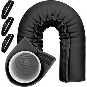 Portable AC Hose Insulation Sleeve,Portable Air Conditioner Hose Cover Wrap,Fits for 5" & 5.9" Diameter Exhaust Hose,Insulated Hoses Duct Vent Cover, Easy to Install with 3 Adjustable Straps, BlackGift.