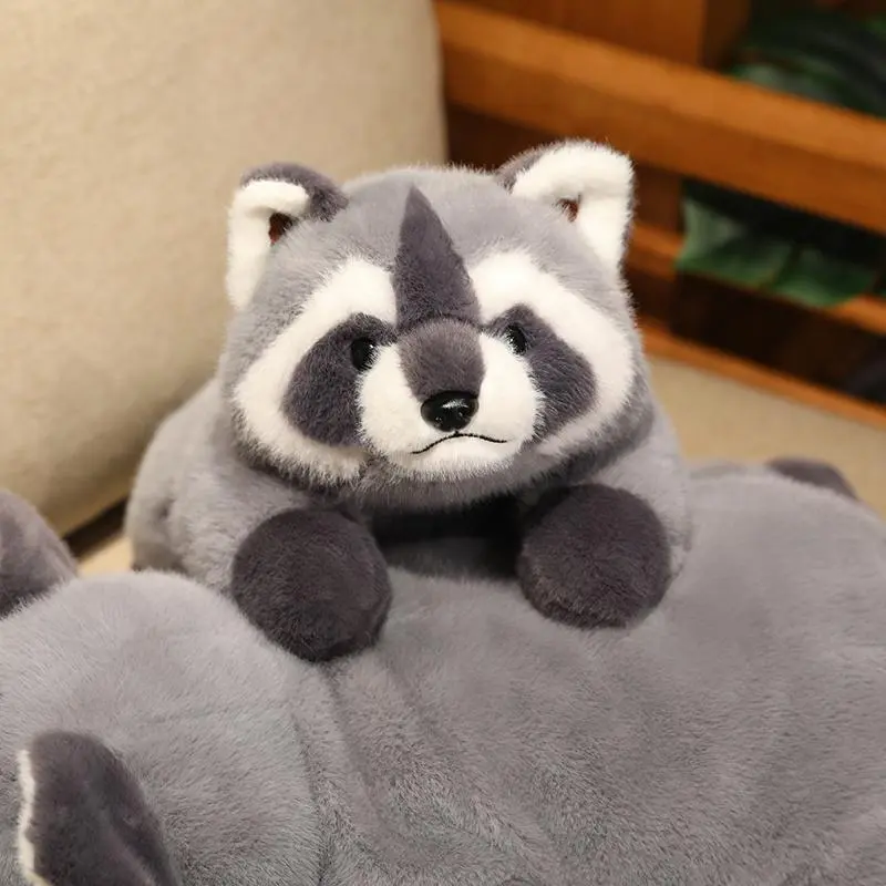 30-65cm Simulation Raccoon Plush Doll Cute Grey Lying Raccoon Animal Plush Toy For Boys And Girls To Accompany The Sleeping Gift