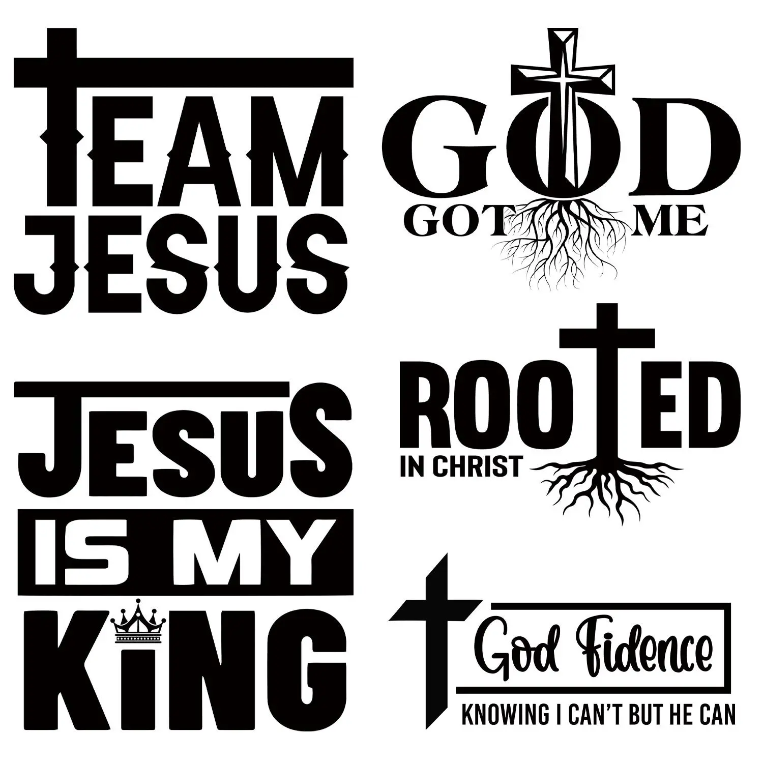 Letter & Cross Pattern Heat Transfer Sticker, 5 Counts/set DIY Clothes Iron on Decal, Heat Transfer Sticker for T-shirt, Jeans, Jacket, Bags, Hats, Backpacks, Scarves, Crafts, DIY Products