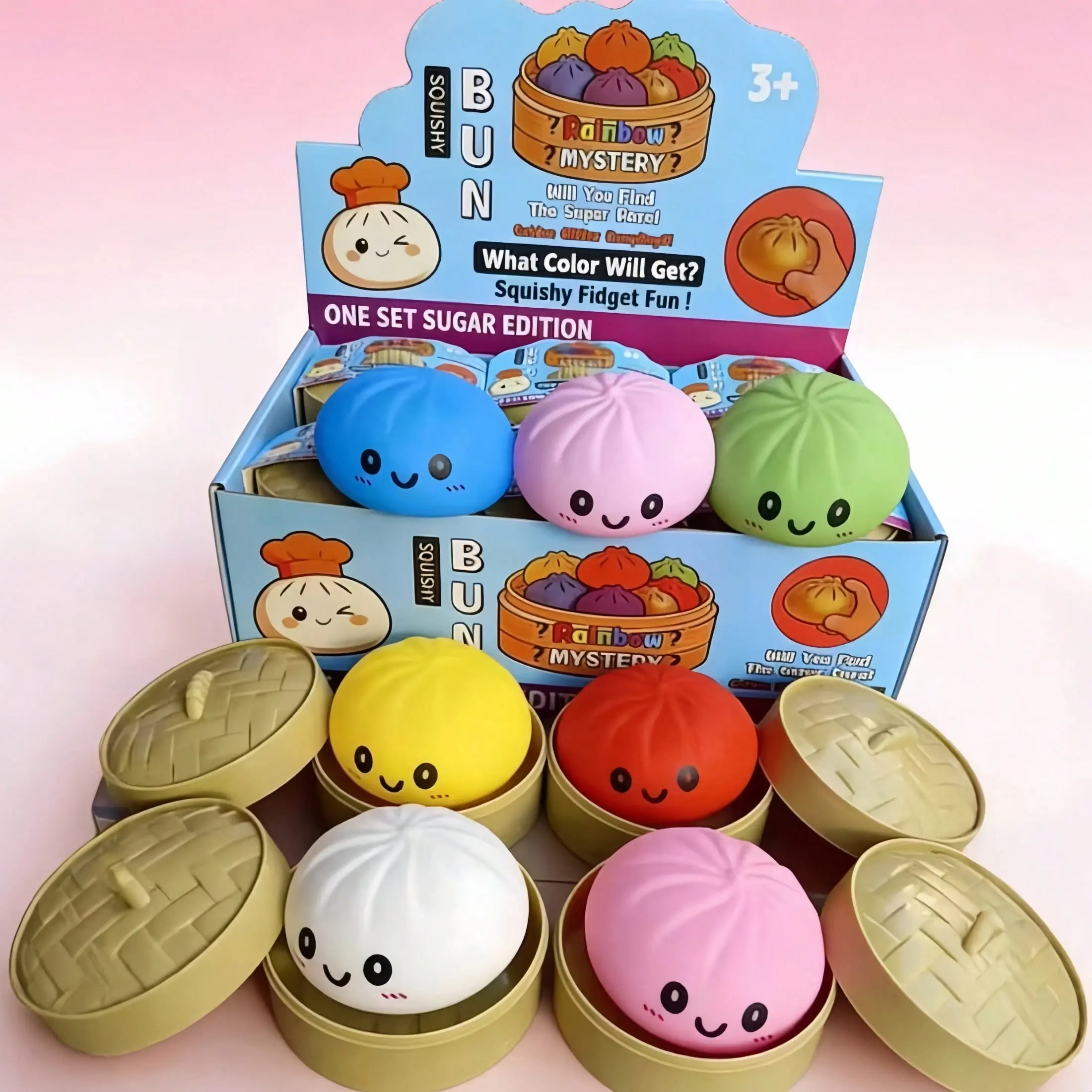 4 Pack/8pc  Dumpling Squishies,Glitter Dumpling Squishy ,Anxiety Relief Fidget, Soft Squeeze Dough(4pcs Dumpling+Steamer Box4)