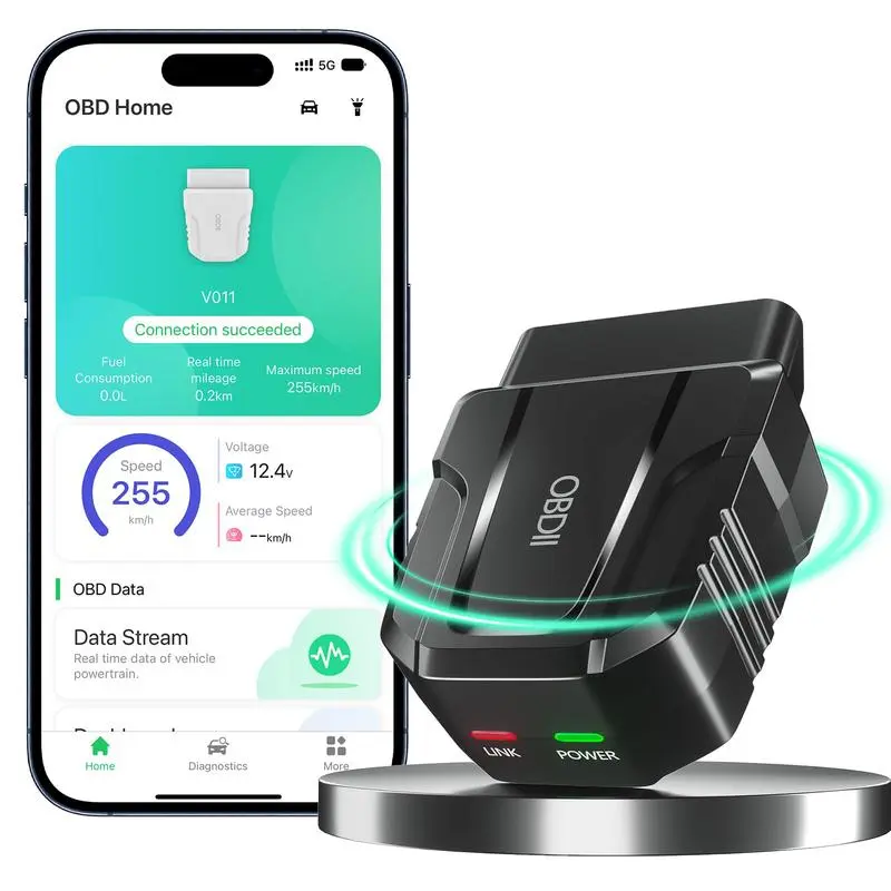 Automotive Bluetooth OBD2 Scanner Tool - Compact Reliable Car Code Reader for iOS & Android, 6 Maintenance Services, Smog Check, O2 Sensor Check, Freeze Frame, DIY Repairs, Repair Guide, Accurate Results for Mechanics, Car Accessory