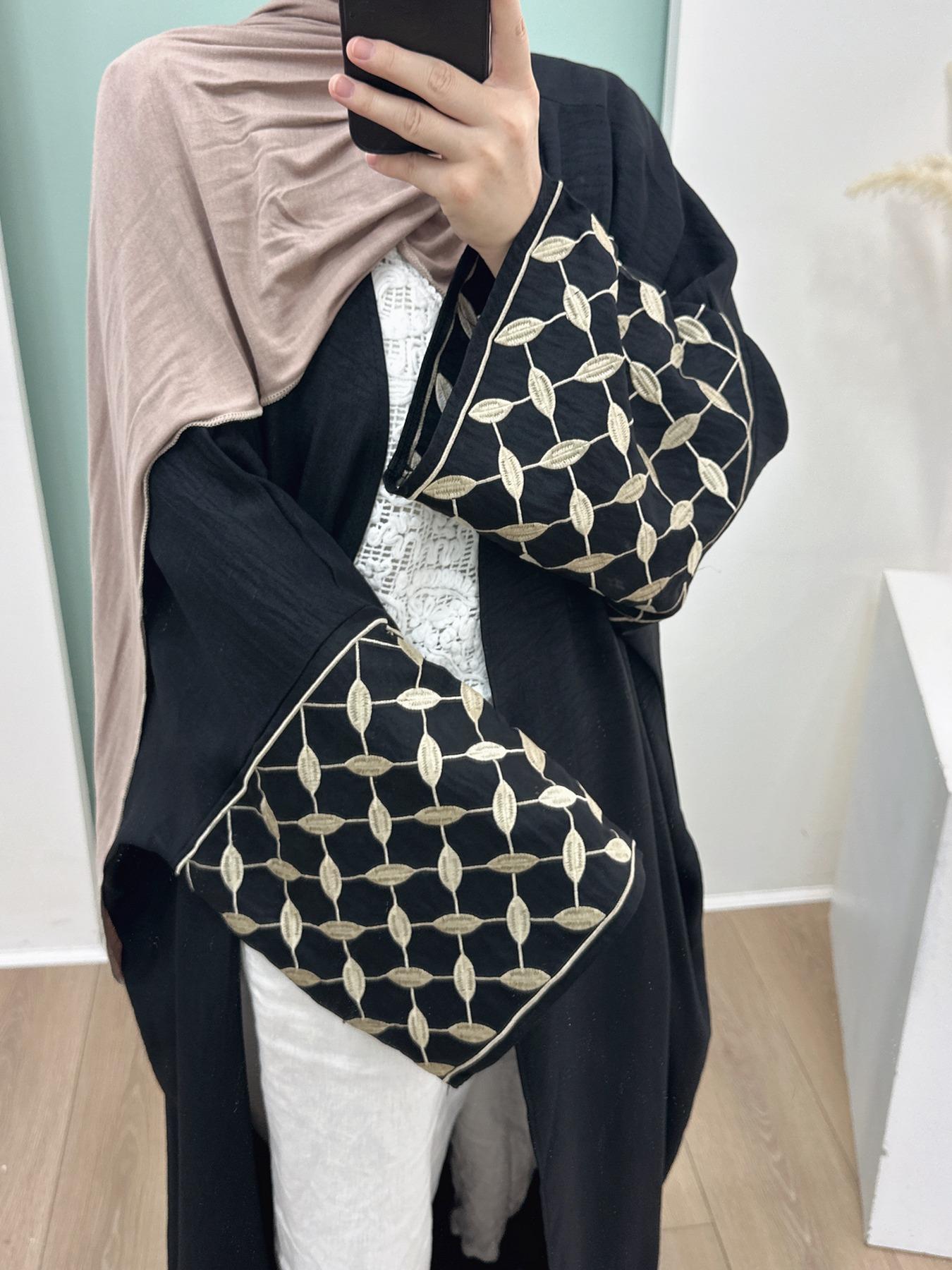 Women's Embroidery Modesty Abaya, Modest Casual Long Sleeve Abaya for Daily Wear, Ladies Islamic Clothing for All Seasons