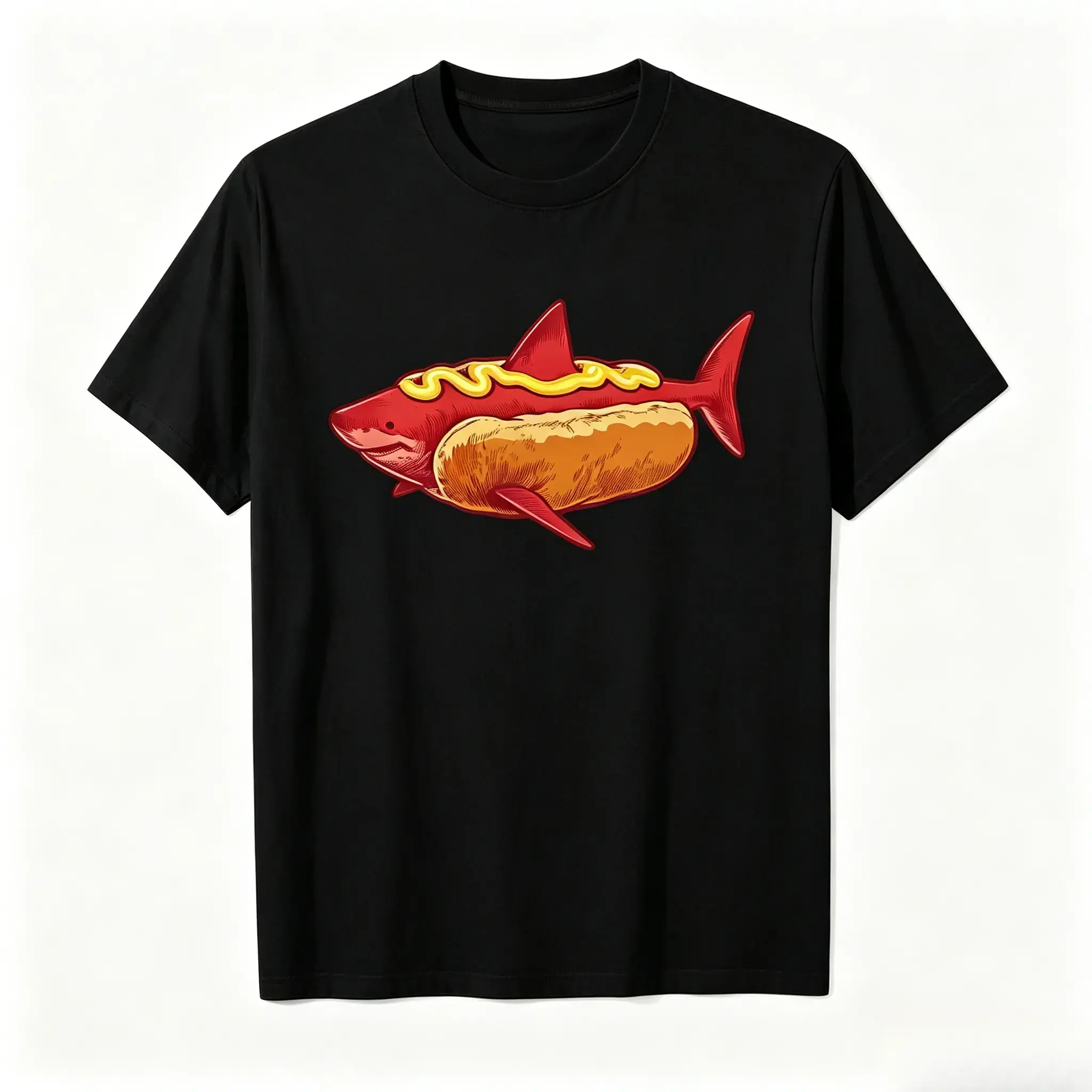 Shark Hotdog Funny Food Meme T-Shirt, Vintage Tee, Weirdcore Ocean Animal Graphic Shirt, Gift For Foodie Shark Lovers
