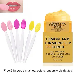 Lip Scrub Set with Turmeric Lip Exfoliator Paste and Lip Brush, Brightening Lip Care Kit, 1 Piece, Non-Flammable Aerosol Safe