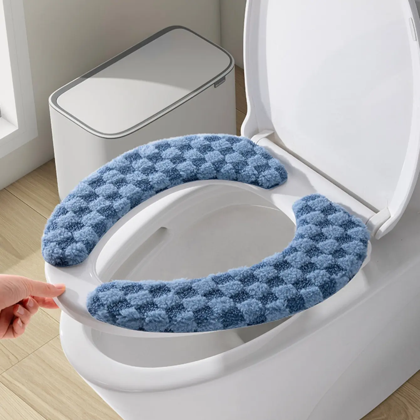 Thick and Warm Toilet Seat Cushion Cover - with Sticky Toilet Seat Cushion - Washable and Reusable Mat for Winter