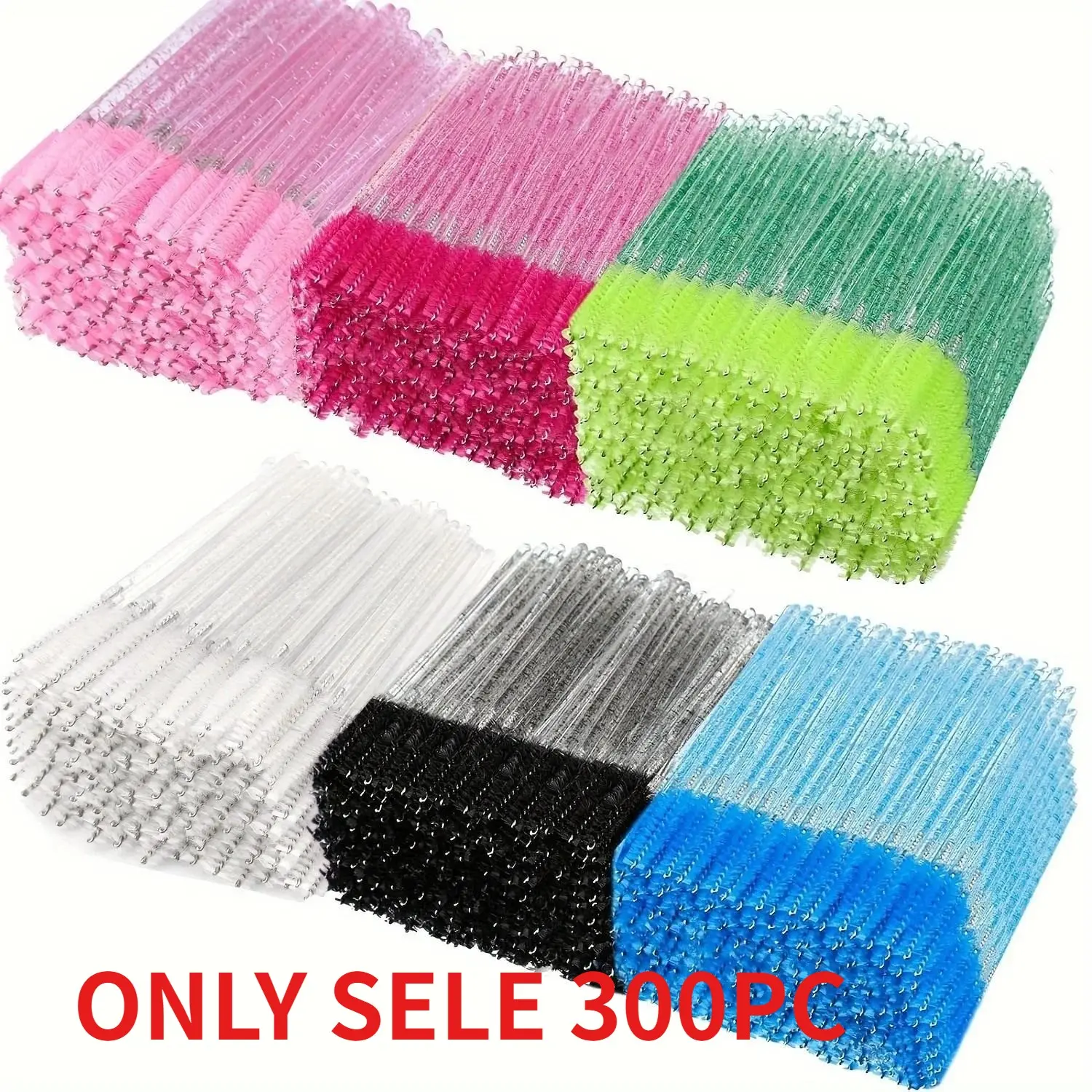 Professional Grade Beauty 300 Disposable Fiber Brushes with Nylon Bristles, Odorless Abs Handle for Eyelash and Eyebrow Extensions