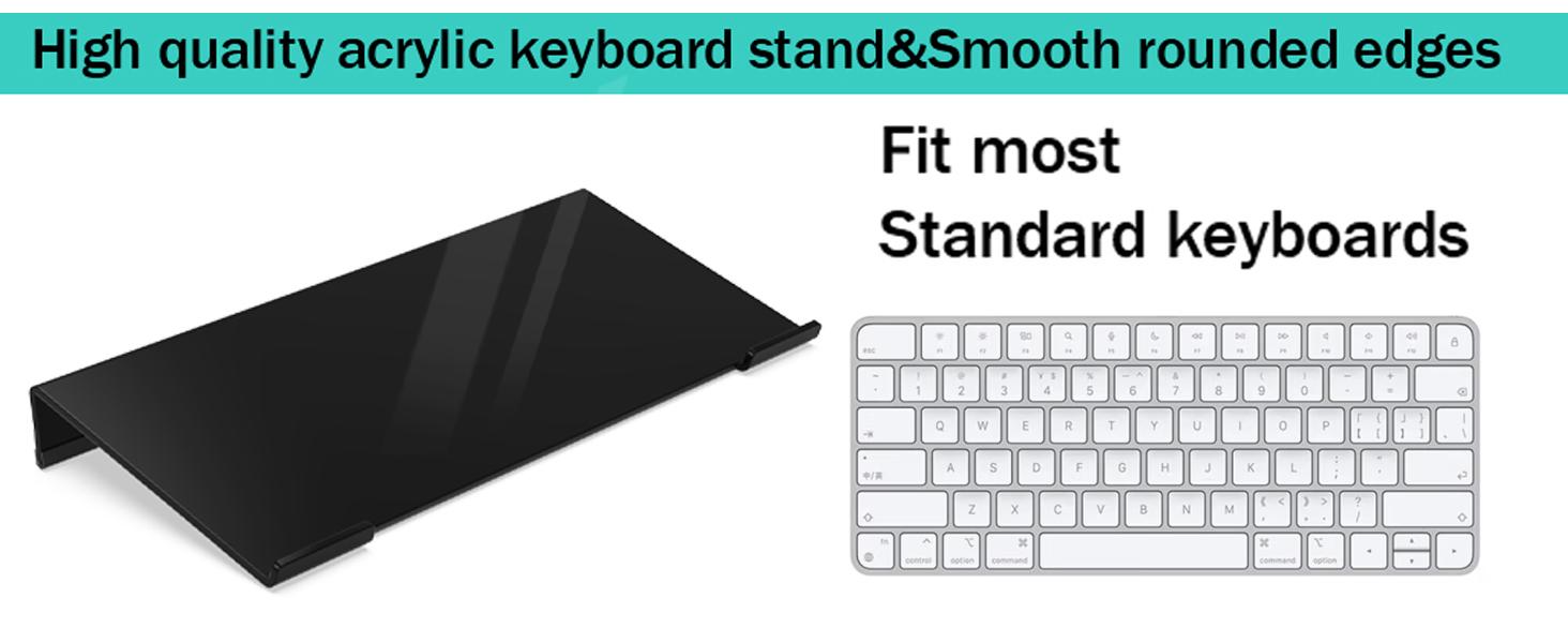 Computer Keyboard Stand for Desk 78 Keys, 11.8 x 5.1 Inch Keyboard Tray, Black Acrylic Keyboard Riser Lift, Apple Keyboard Holder Computer Keyboard Stand for Desk 78 Keys, 11.8 x 5.1 Inch Keyboard Tray, Black Acrylic Keyboard Riser Lift, Apple Keyboard Holder