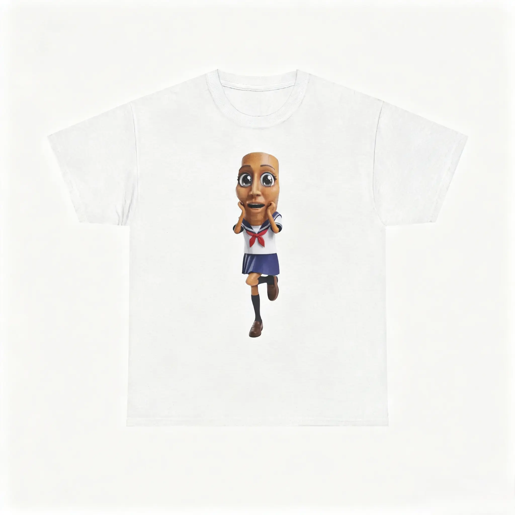 Tung Anime Girl T-Shirt |   Tung Tung Tung Sahur Brainrot Meme Unisex Heavy Cotton Tee