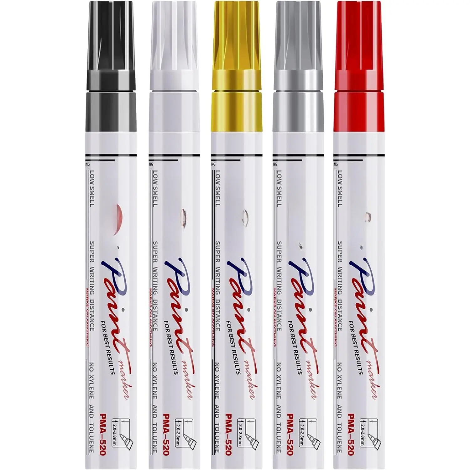 Oil Based  Pens, 5 Colors Metallic Permanent  Markers | Medium Tip, , Quick Dry, Fade Resistant,  Colors Marker Pen for Metal, , Rock, Glass, Plastic, Rubber