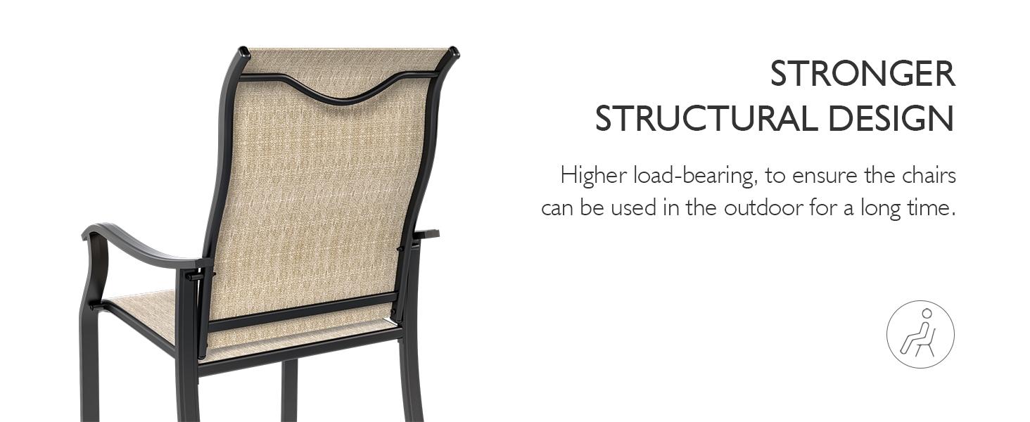 UDPATIO Patio Dining Chairs Set of 4 Outdoor Dining Chairs with High Back Patio Furniture Chairs with Armrest Metal Frame for Lawn Garden Backyard