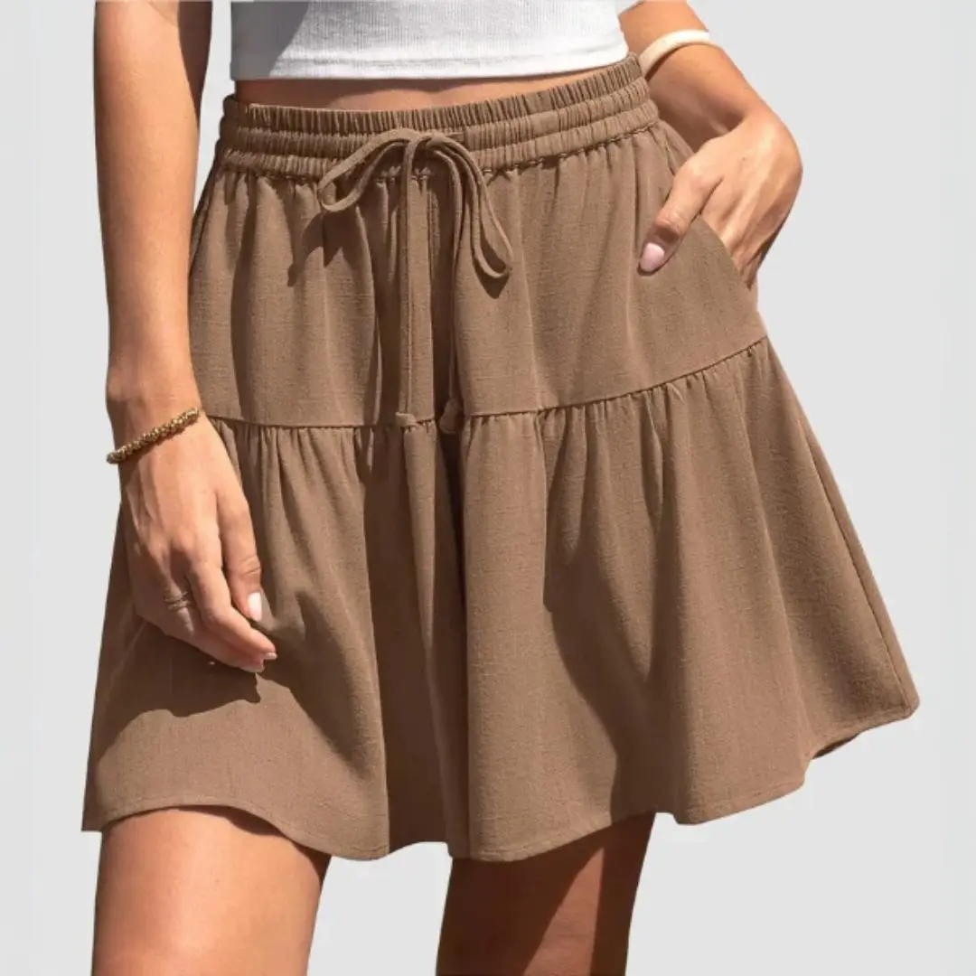 Women's Casual Solid Polyester Maxi Skirt, Loose-Fit Basic Jersey Knit Bottom with an Adjustable Drawstring Waist, Minimalist,clothes for back to school,first day of school outfits