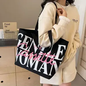 Simple Canvas Bag, Fashionable Large Capacity Handbag, Single Shoulder Totem Bag, Stylish and Practical Accessory for Daily Use