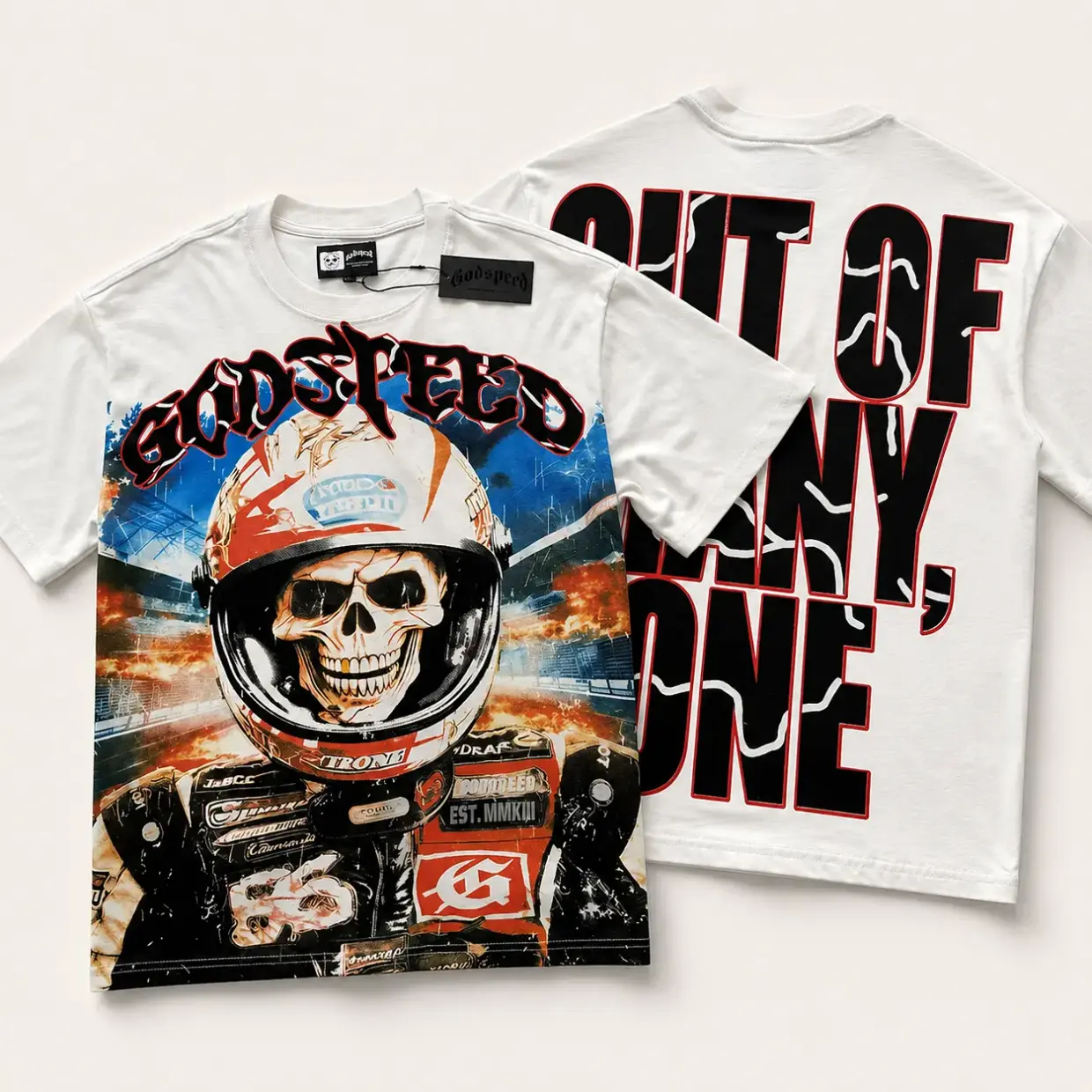 European American Casual Y2K GODSPEED Trade Rock Band Retro Washing Short Sleeve T-Shirt Casual Loose Men Women Couples Bottom Shirt