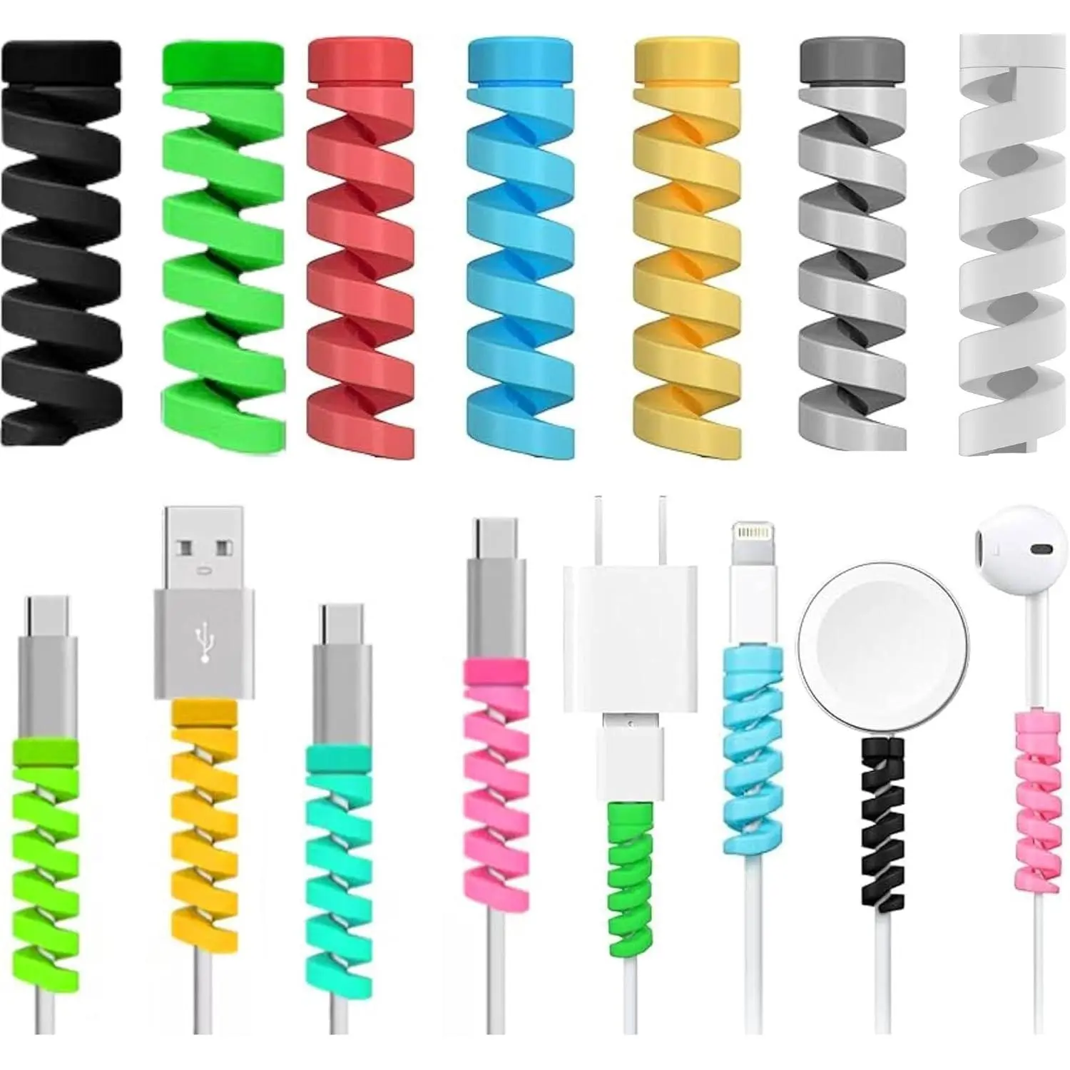 32 count Phone  Protector Cute-Charger,Mobile Phone Wire Protector, USB  Saver,Type C Charger  Protector, Cord Saver for Headphone Laptop Cellphone  Accessories