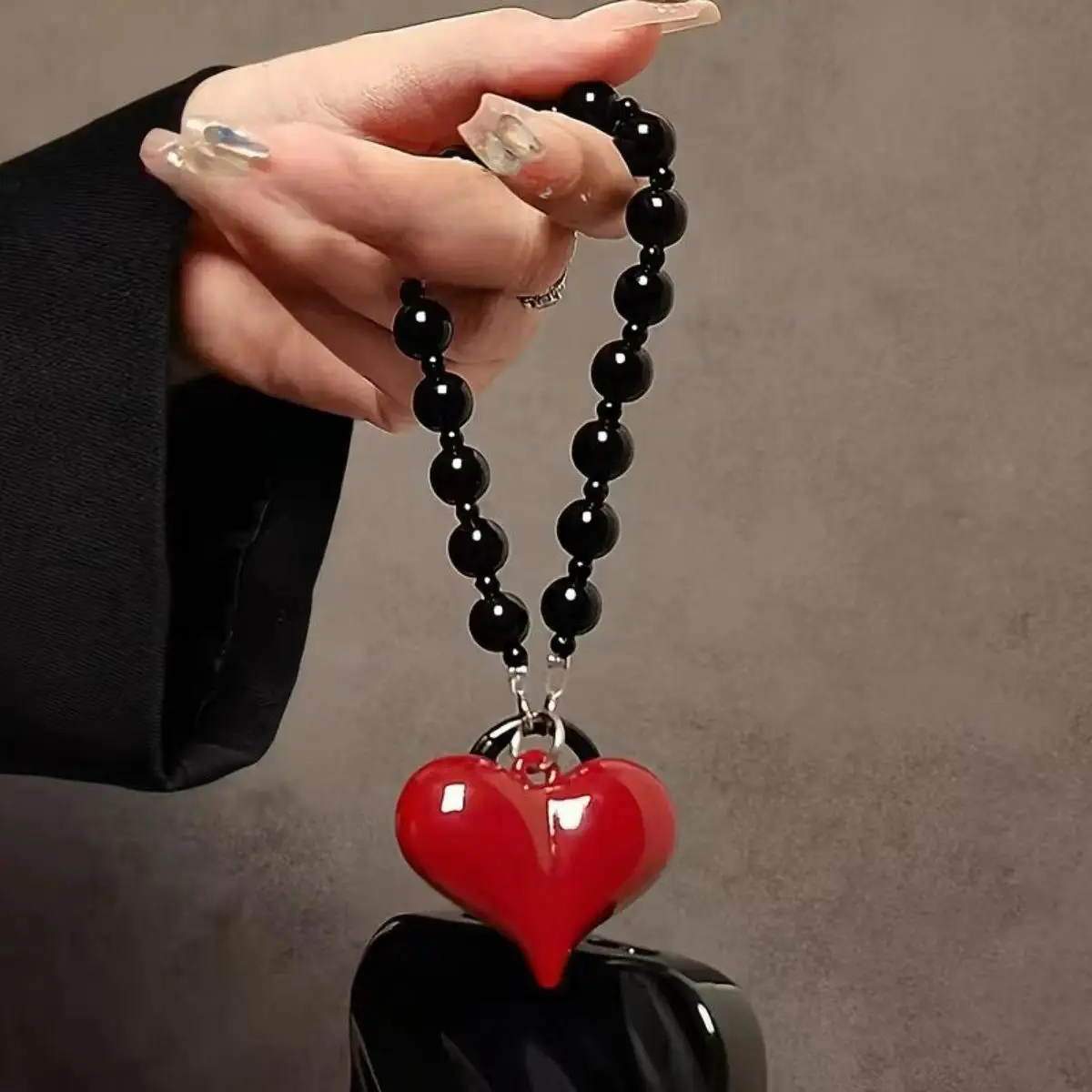 Y2K Handmade Beaded Phone Lanyard, Aesthetic Decorative Wrist Strap Keychain Accessory for Women