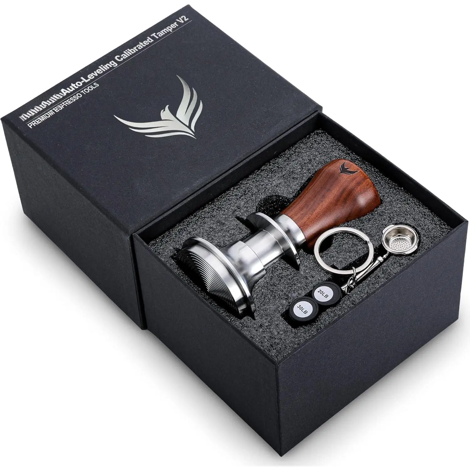 58mm Tamper For Espresso Machines Rosewood Self Leveling and Double Spring  Design Calibrated Coffee Tamper With  Box