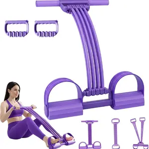 Pedal Resistance Band with Handle,  Upgraded 8-Tubes Manual Tension Training Pedal, Multifunction Rubber Foot Fitness Bands for Abdomen, Waist, Arm, Leg