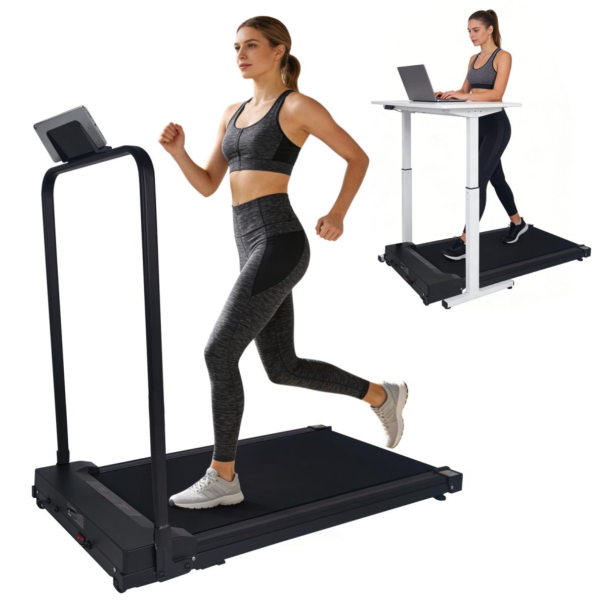 [Fahuac]Walking Pad Treadmill with Handle Bar & Adjustable Incline, Compact Under Desk Treadmill for Home Office, 0.6-3.8 MPH Remote Control, Portable Silent Walking Machine with Foldable Handrails, Space Saving