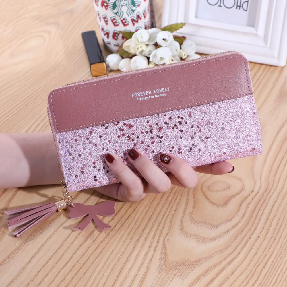 Women's All Over Print Embossed Floral Faux Leather Clutch Purse, Long Zip-Around Foldable Design with Bear Charm Wrist Strap, Large Capacity for Cards & Cash, Anti-Theft, Business, Card Handling Women's Wallets, Hangable, Long Wallet, Cold Wash, Anti-The