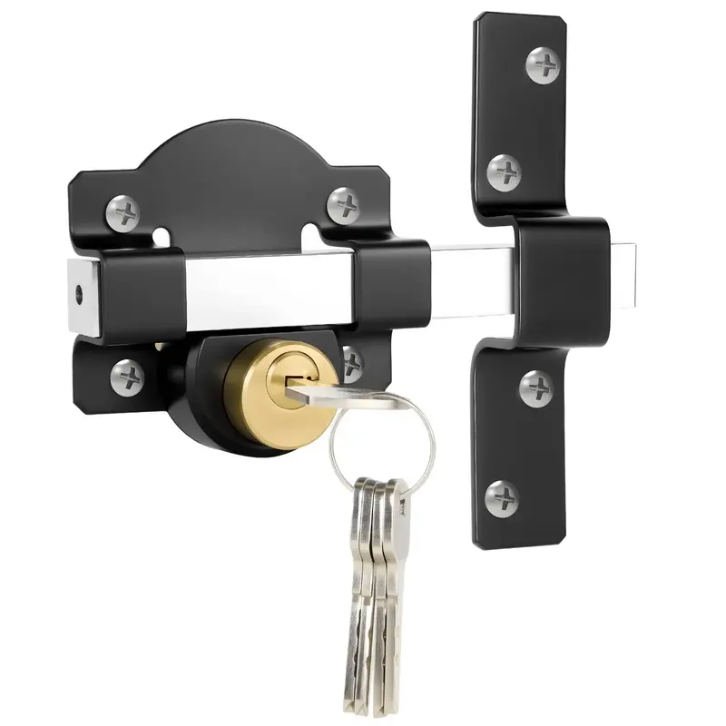 Double-Sided Locking Door 50mm Long Strike Plate, Stainless Steel Grade, Dual Lock Back, for Yard, Garden Gate, Includes 5 Keys, Gate Latches for Metal Gates