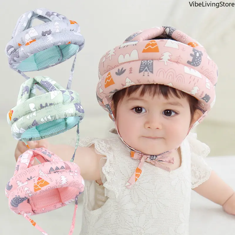 Breathable Mesh Cartoon Baby Anti-Collision Head Protection Hat, Lightweight Shock Absorbing Toddler Safety Bump Cap, Protective Helmet for Infants Learning to Crawl & Walk