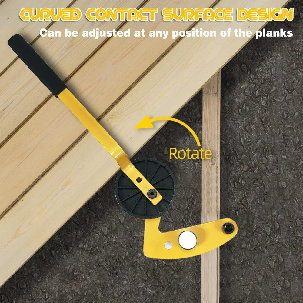 Deck Board Straightening Tool, Curved Contact Surface Design, Adjustable for Any Position, Carbon Steel Body, Non-Slip Handle, Ideal for Wood and Metal Boards