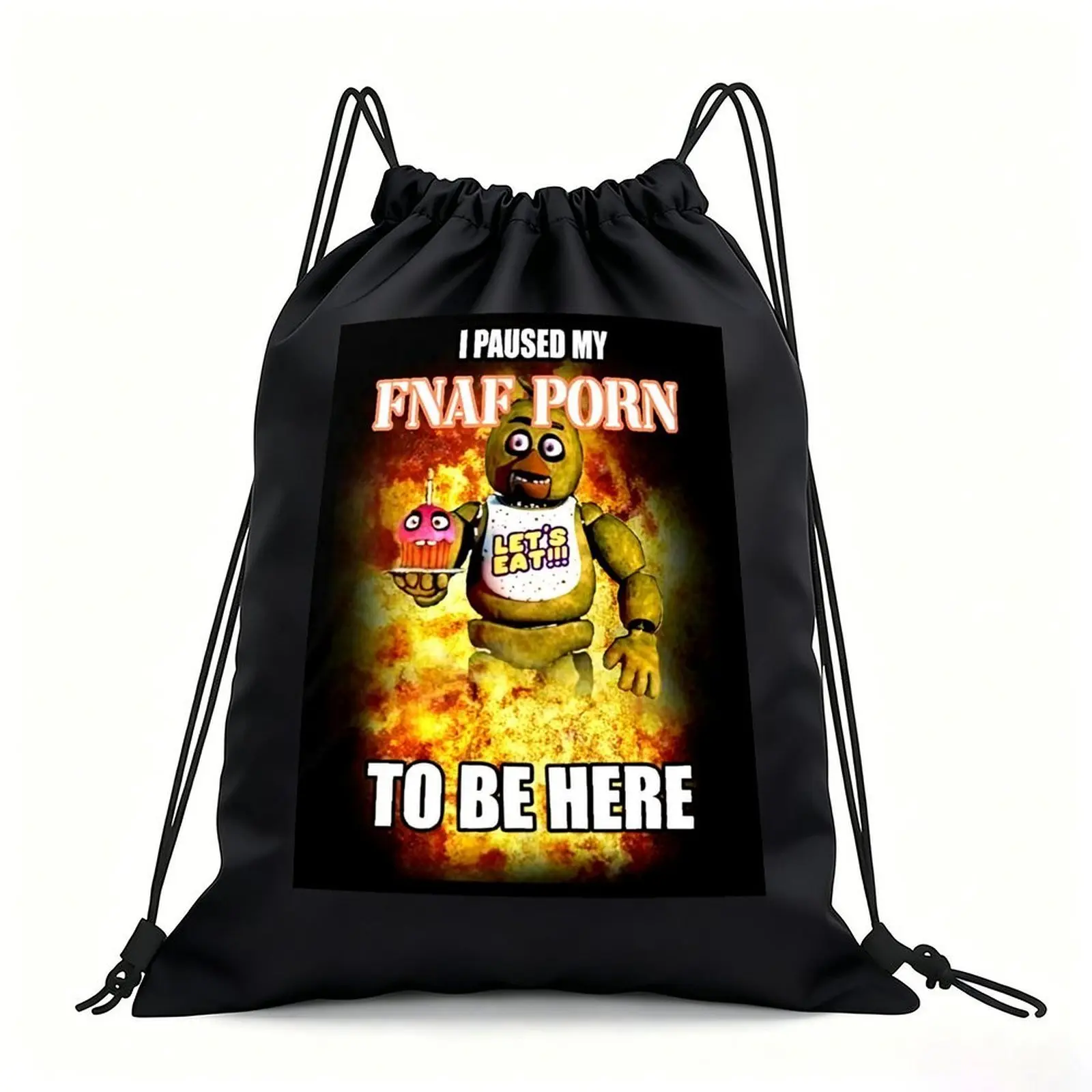 Portable Drawstring Sack Bag with Custom Graphic Print, Waterproof Polyester String Backpack for Gym Workout Swimming Hiking