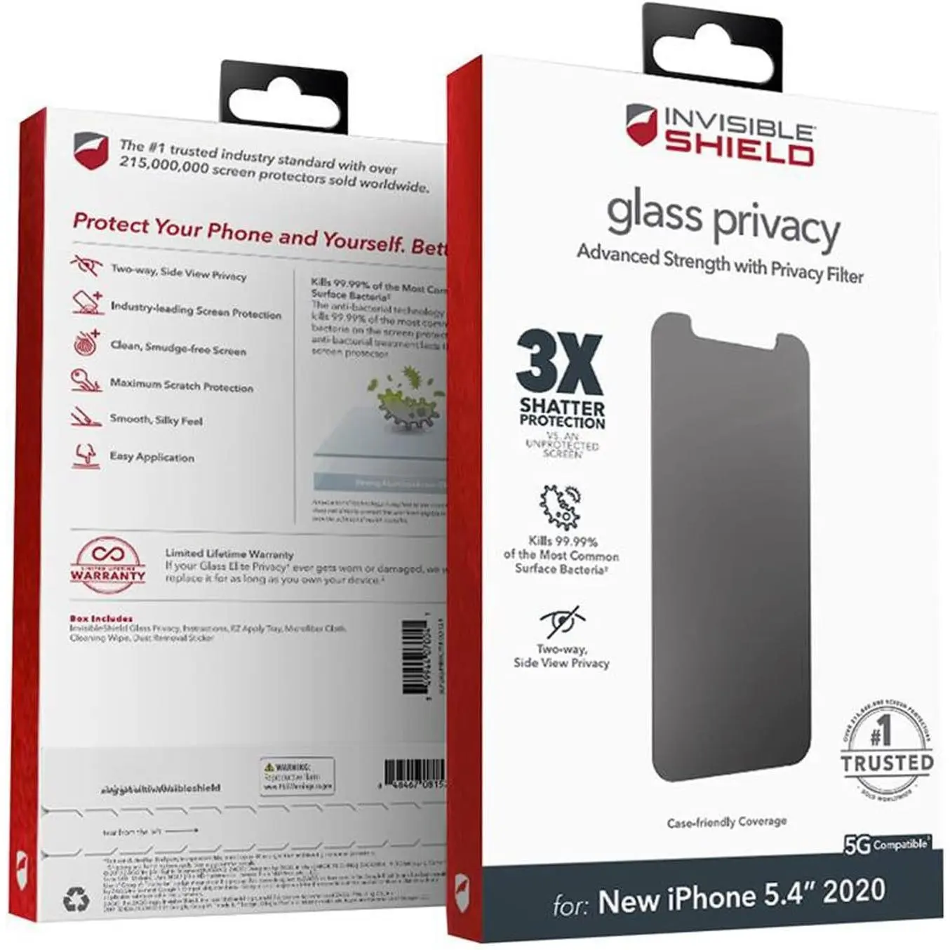 InvisibleShield Glass  Screen Protector for  12 Mini - 3X  and Scratch Protection,  Tempered Glass, Smudge-Free, Smooth Silky Feel, Two-way Side View
