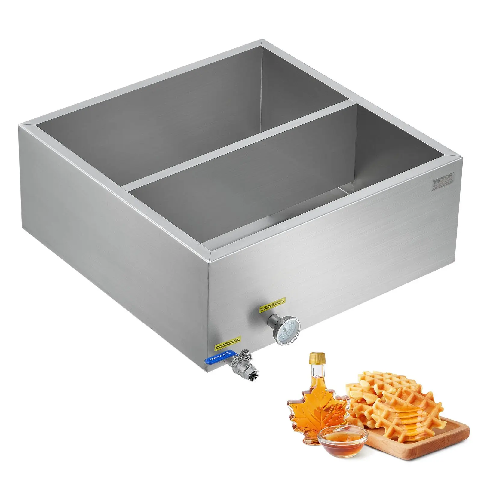 【DealsForYouDays】VEVOR Maple Syrup Evaporator Pan, 23.6 Gallon, 343 Cups of 8.8oz Maple Syrup, Flat Evaporator Pan with Thermometer, 1 Valve and 3 Heating Methods, 304 Stainless Steel Maple Syrup Pan for Home, Outdoor