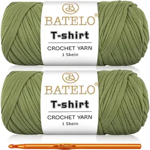 2 Pack T-Shirt Yarn Crochet Yarn for Beginner Crochet Bags/Basket/Coaster,Tshirt Yarn 400g/144yds High Elastic Thick Yarn Polyester Fabric（Avocado Green）
