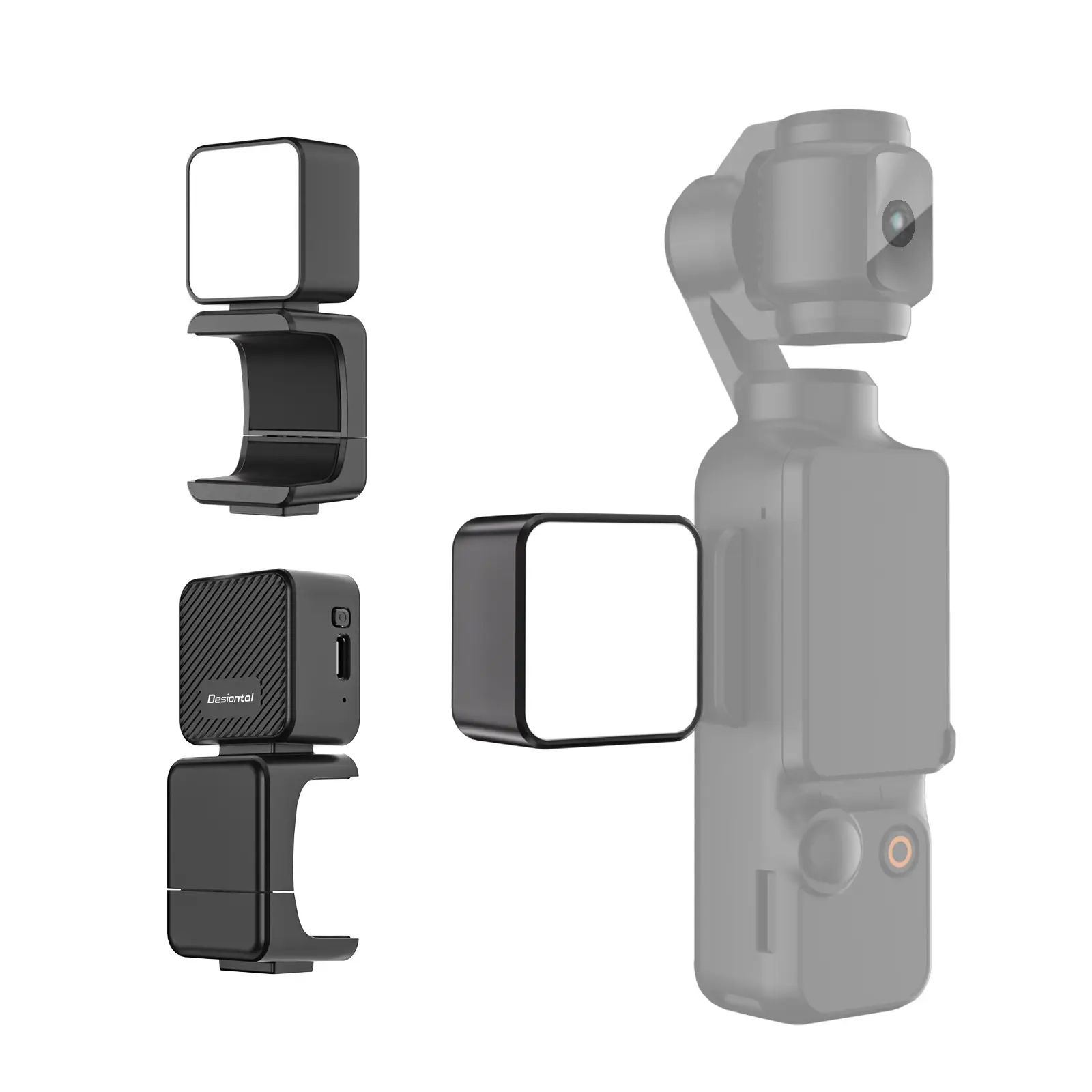 Desiontal Magnetic Mini Portable Selfie Camera Light for DJI Osmo Pocket 3, 1W USB-C Rechargeable LED Fill Light, 300mAh, 5800K, CRI ≥95, 3 Brightness Levels Selfie Video Light