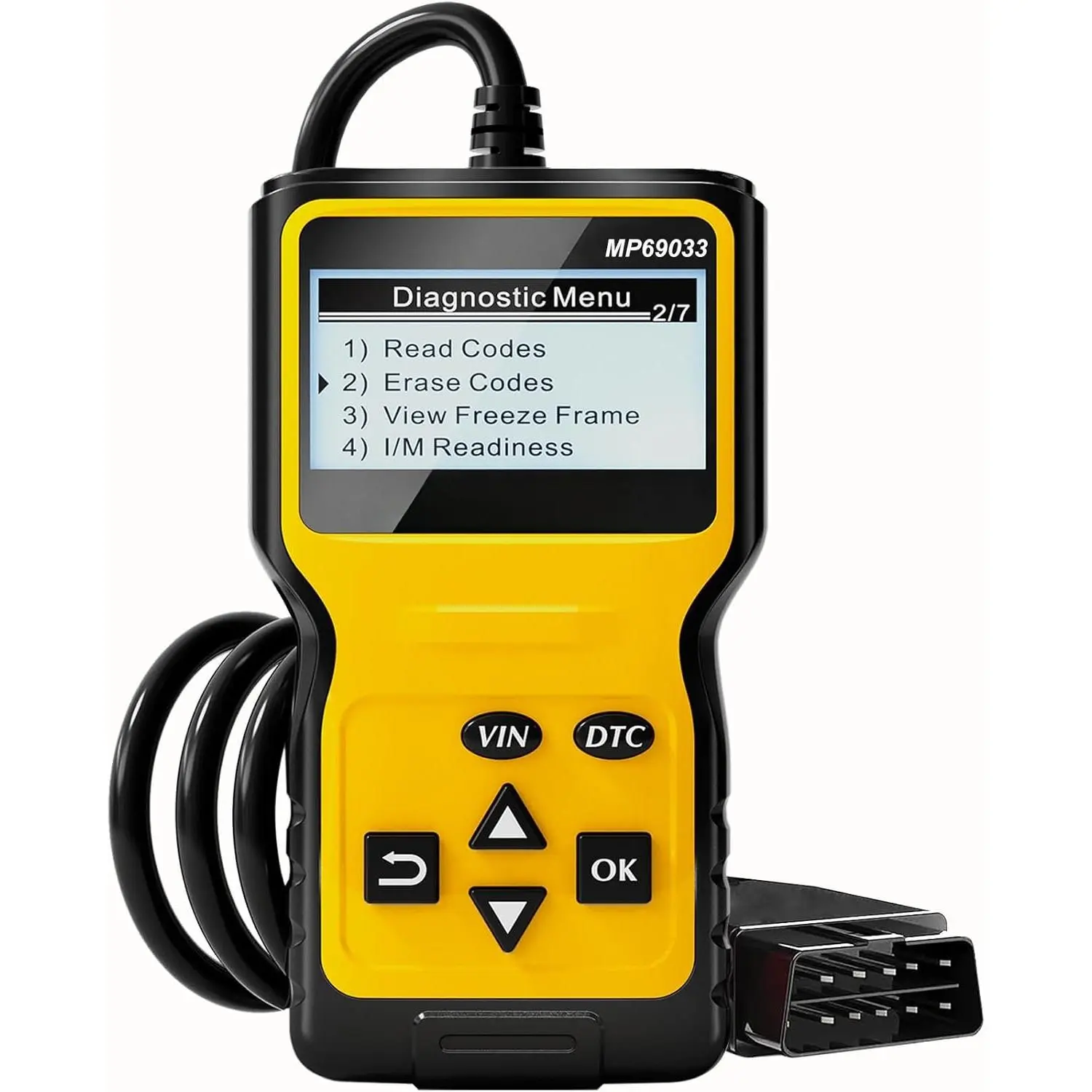 MP69033 Compact Handheld OBD2 Scanner - Durable CAN Protocol Code Reading Tool for OBD II Protocol Vehicles Since 1996, Yellow