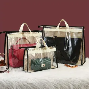 1 Pcs Transparent Dustproof Handbag Storage Bag, Zipper Purse Organizer Protector Cover, Portable Cosmetic Pouch for Closet Wardrobe Home Storage