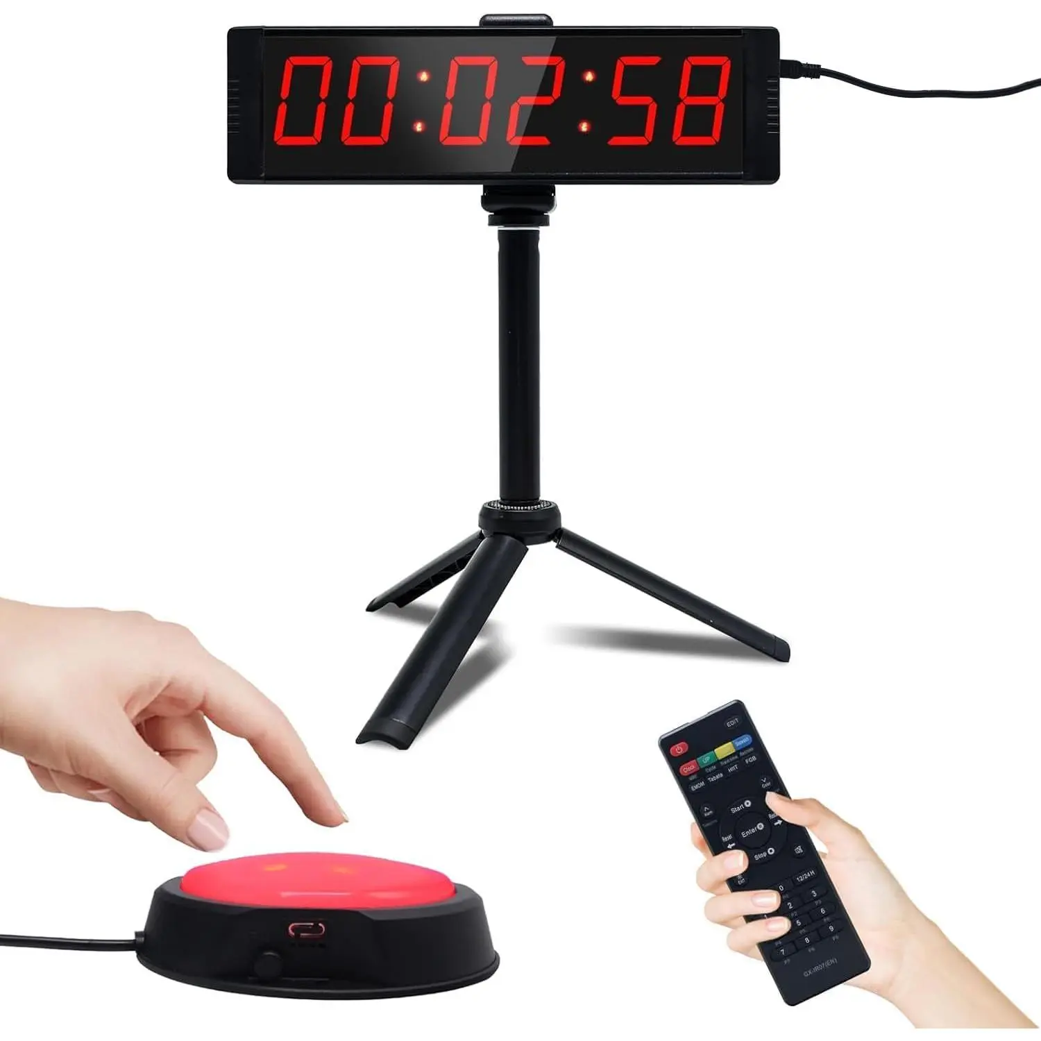 Gym Clock for Home Gym with Start/Stop Button, Interval Timer for Workout, Stopwatch/Countdown Timer with Remote, 12/24H Digital Wall Clock, Portable Home Gym Accessories